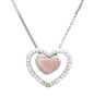 Picture of 2-in-1 Rose Quartz w/ CZ Hearts Intertwined 925 Sterling Silver Necklace