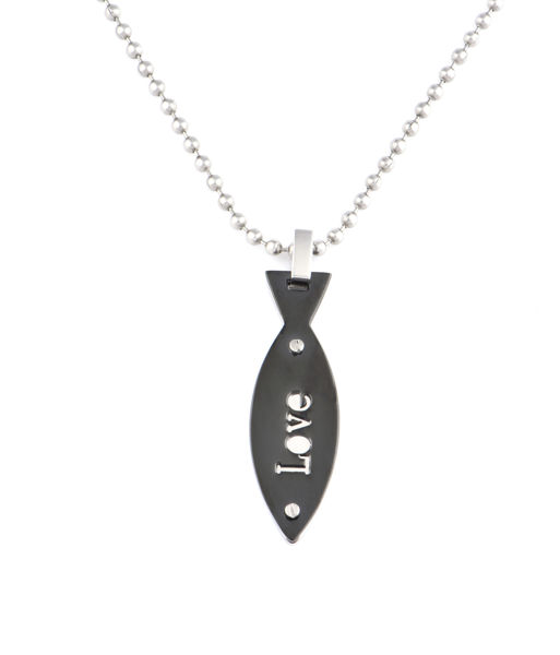Picture of JM Love Fish Double Layer Stainless Steel Pendant Necklace