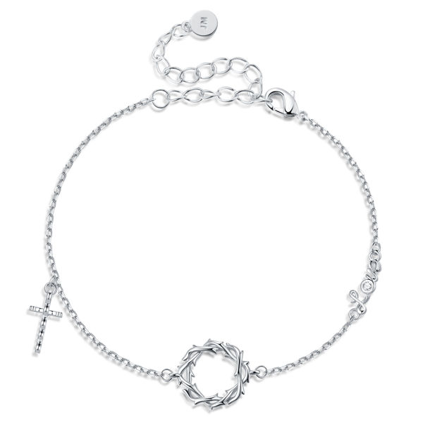Picture of JM Thorn Cross with Love Bracelet (Brass)-40cm+5cm