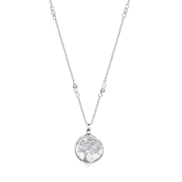 Picture of JM 925 Sterling Silver Mother-of-Pearl Tree of Life Necklace