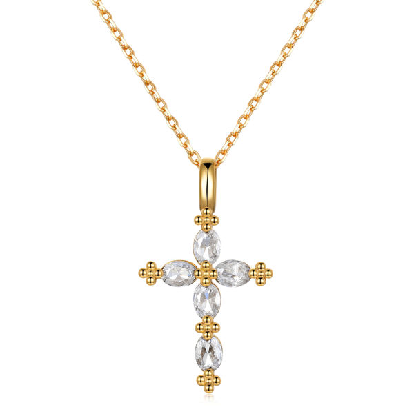 Picture of JM 925 sterling silver bead with marquise cross necklace. (40+5CM)